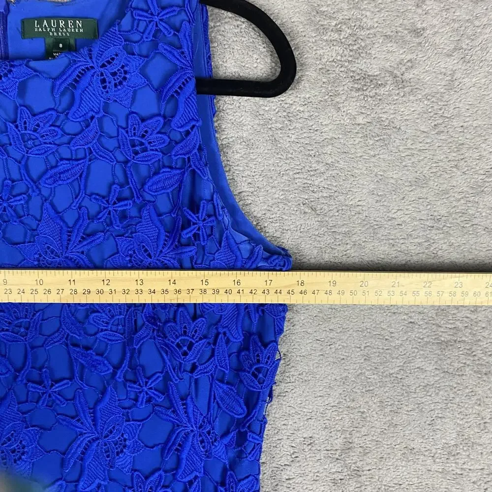 Lauren Ralph Lauren Dress Womens 8 Floral Lace Sleeveless Festive Cocktail Party - Picture 10 of 12